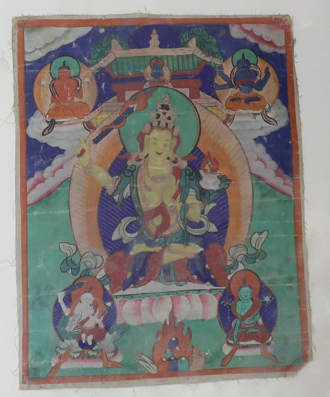 Tibetan School, set of six gouaches, Deities, 31 x 24cm